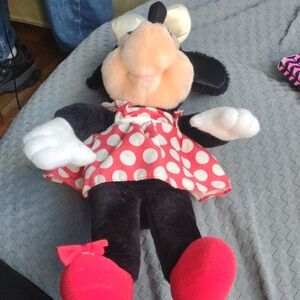 Polka Dot Dress Plush Toy Minnie Mouse good condition plus Mickey Mouse 10" tall